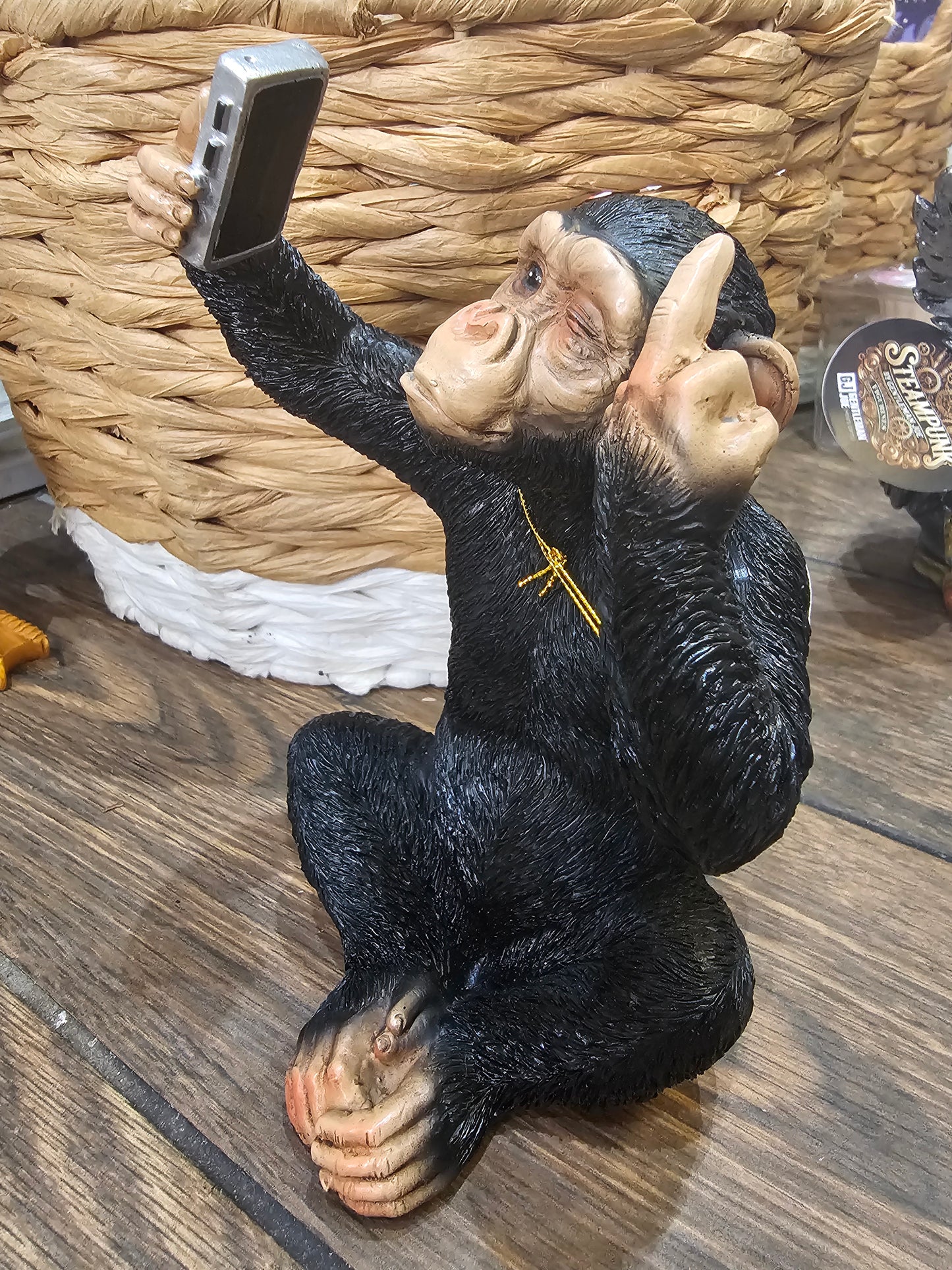 Cheeky Monkey Chimp Selfie Statue