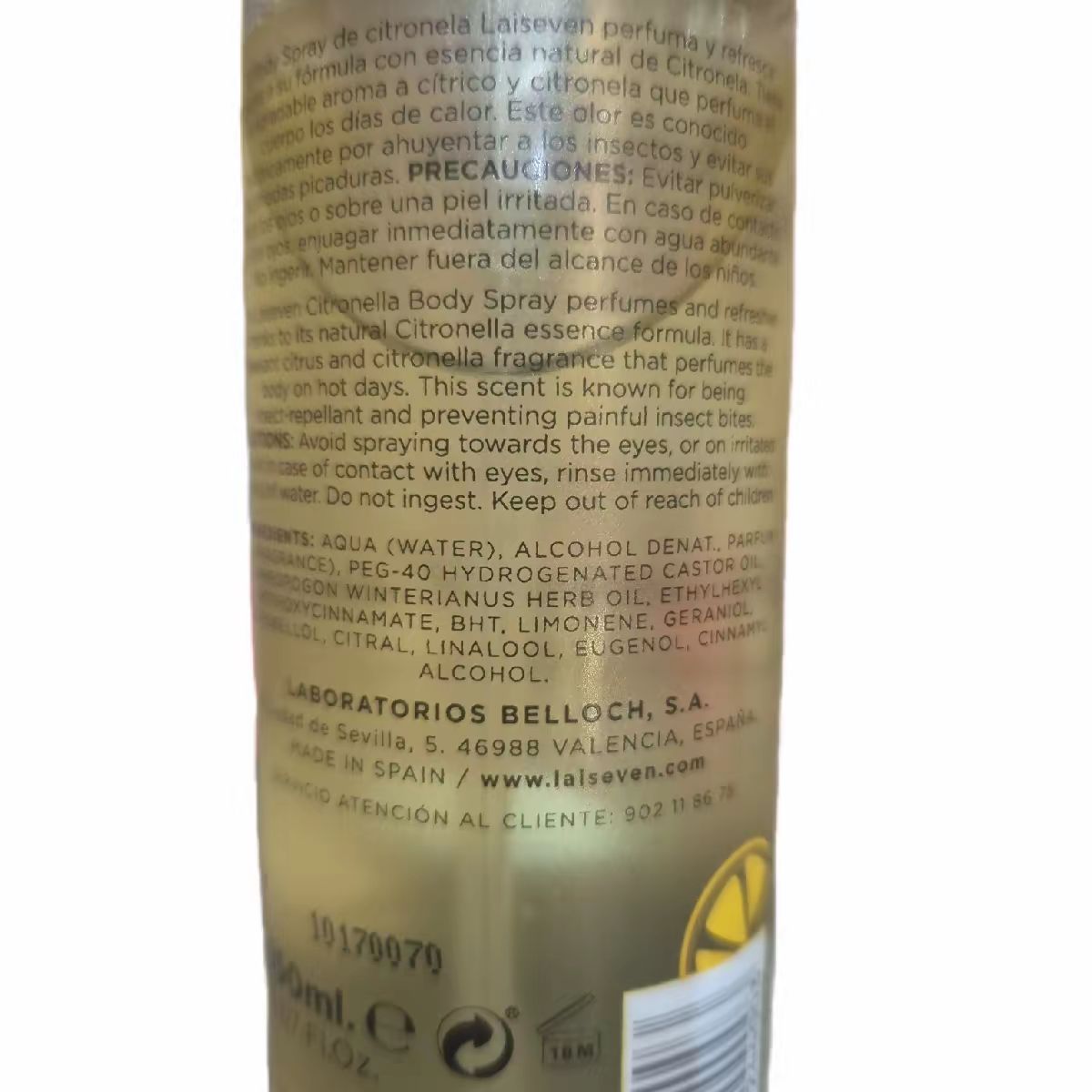 Citronella Body Spray Vegan 150ml