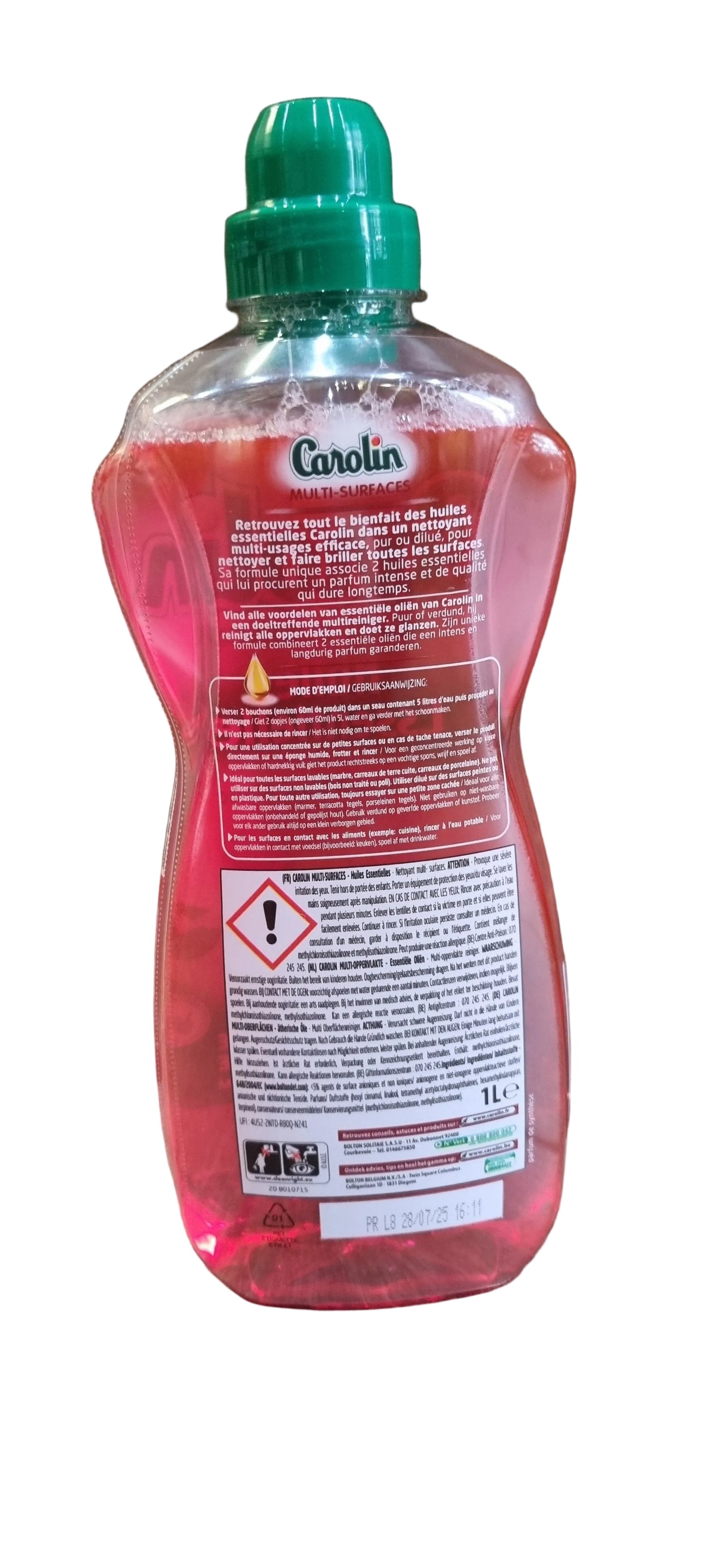 Carolin Multi-Surface Cleaner with Essential Oils, featuring a Peony & White Musk scent 1L
