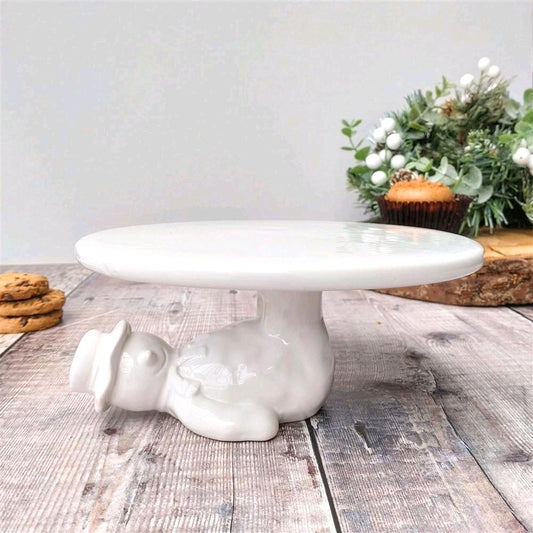 Ceramic Snowman 6-Inch Cake Stand 17cm - White trays Christmas Kitchen Household