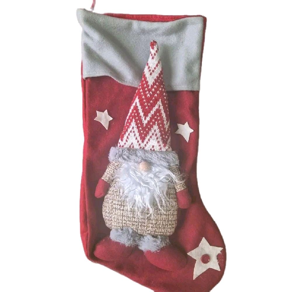 Gonk Design Christmas Stocking - Red or Pink - Festive Home Decorations - Gifts