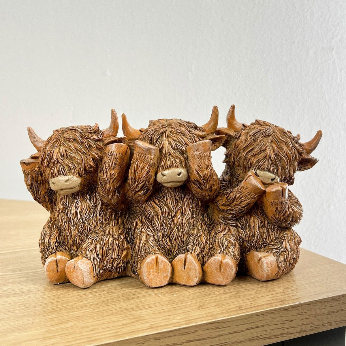 3 Wise Cows Highland Cow Trio figurine