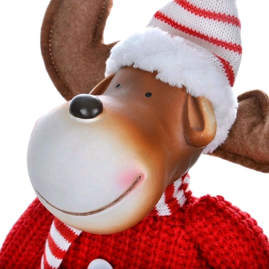 42cm Red Standing Reindeer Christmas Decoration - Festive Home Decor