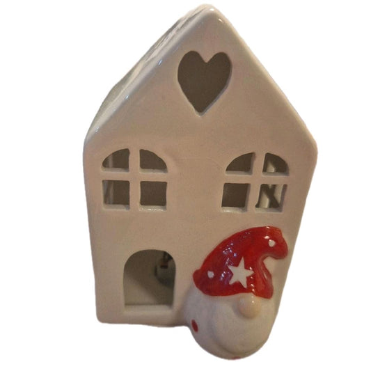 LED House with Santa/ gonk  - 11.5cm - Perfect for Christmas Decorations Ornaments