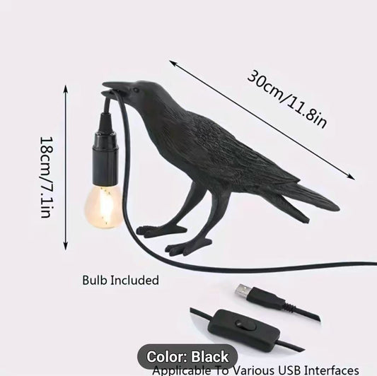 Black raven gothic style lamp