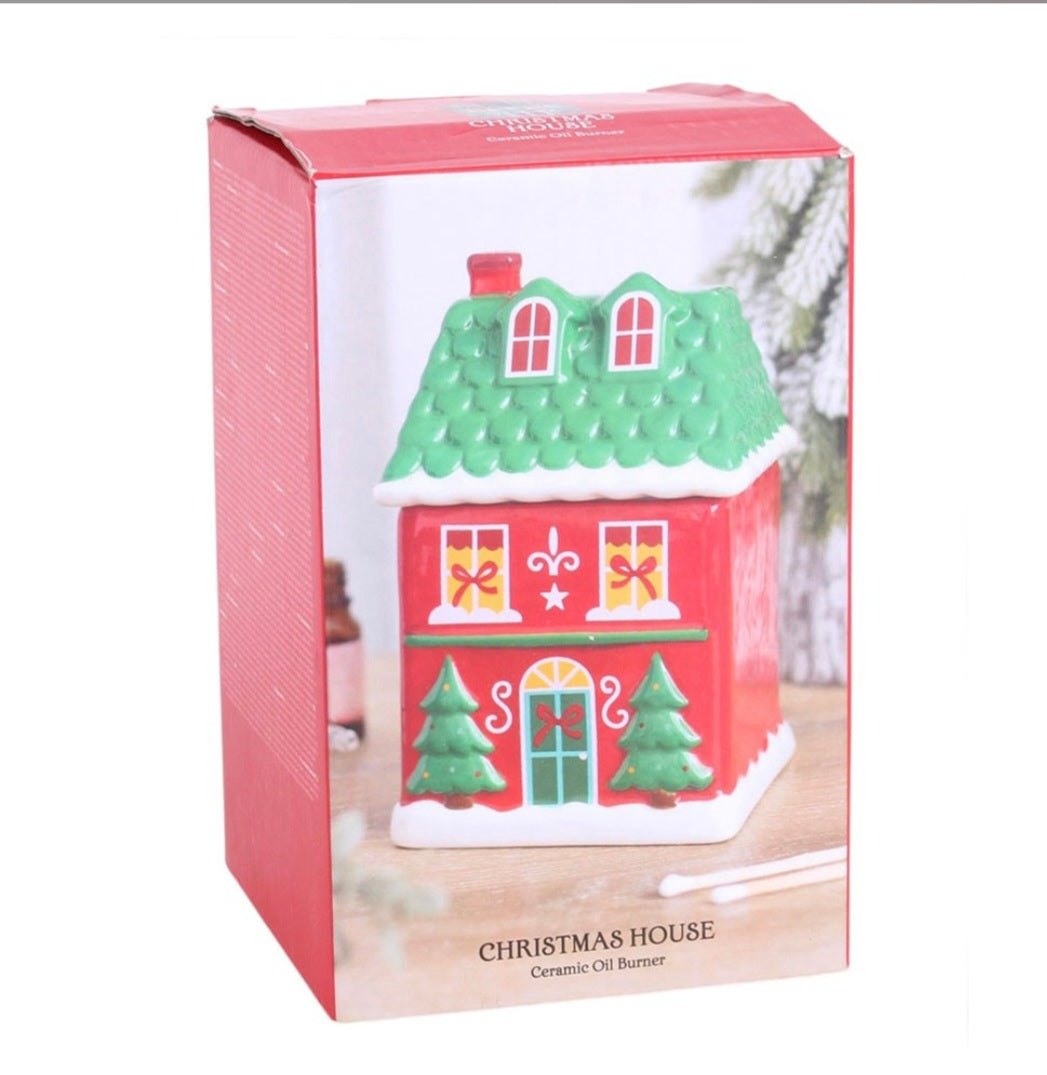 Red Christmas House Oil Burner