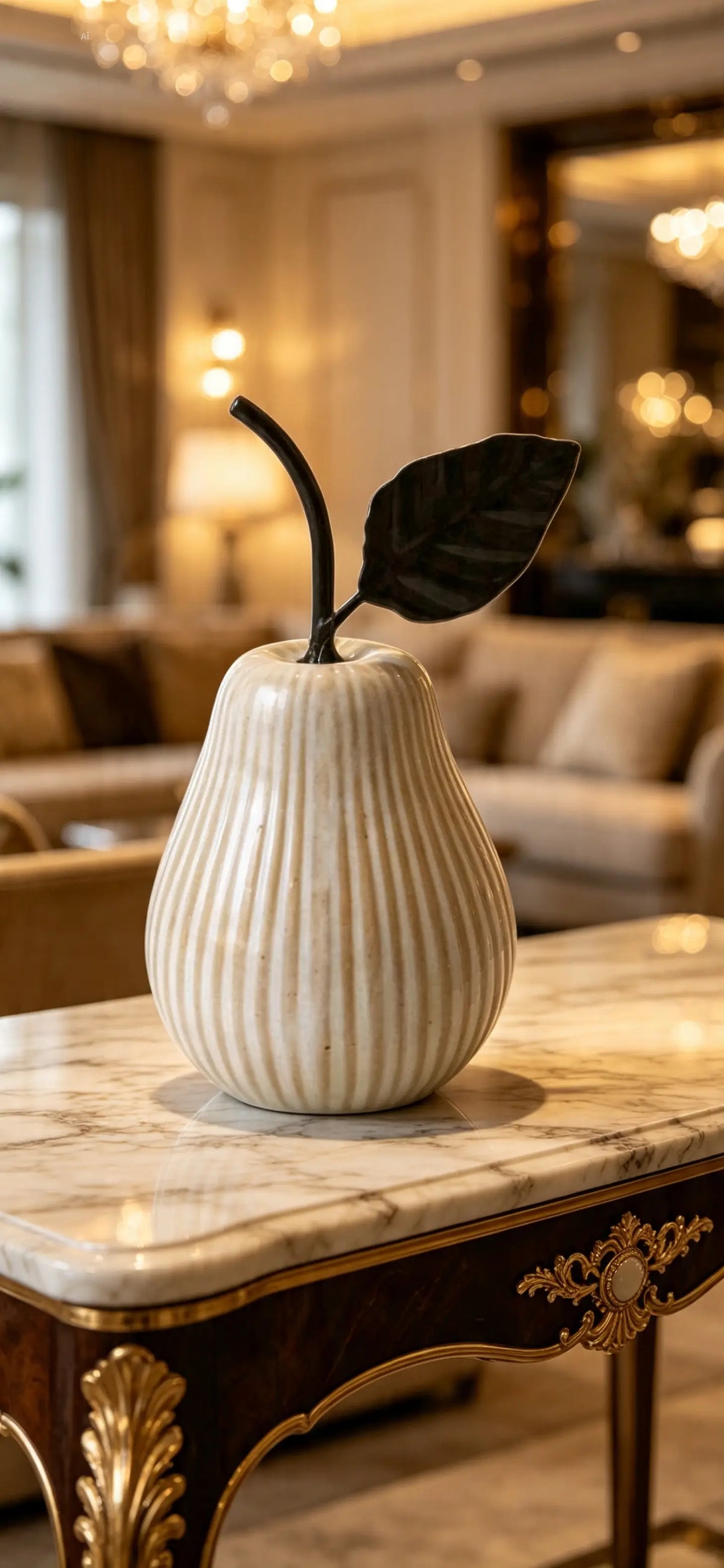 Porcelain Pear Deco, 12cm Decorative Ornaments Fruit - Home Decor - Plants
