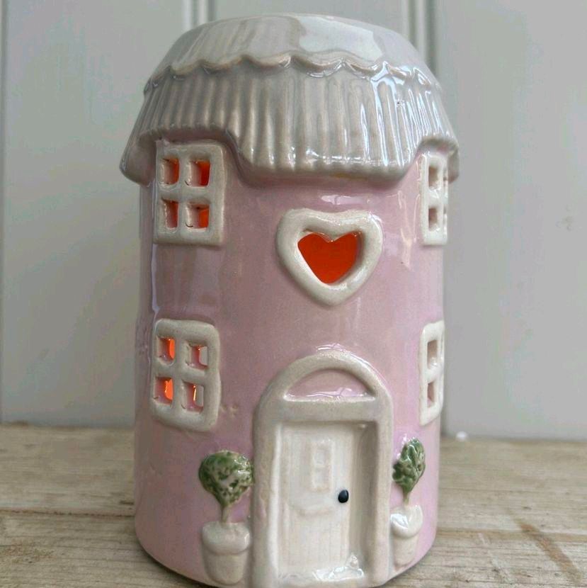 Pottery House Wax Burner 13cm - Pink for Candle Decoration - Candles Aroma