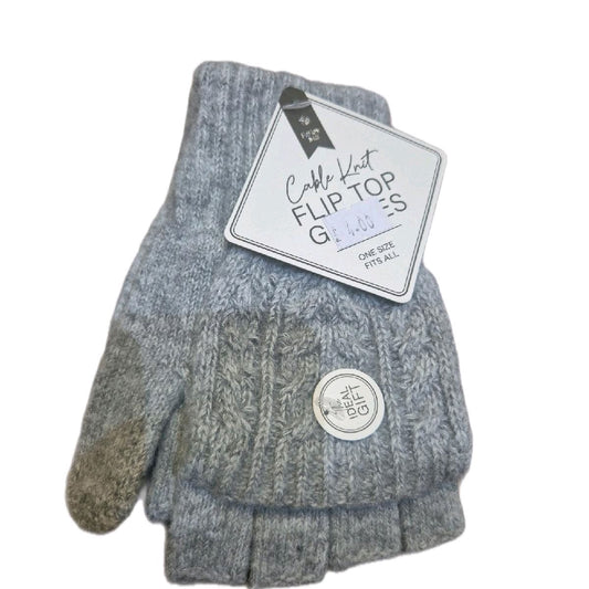 Ladies Cable Knit Flip Top Gloves for Winter Protection