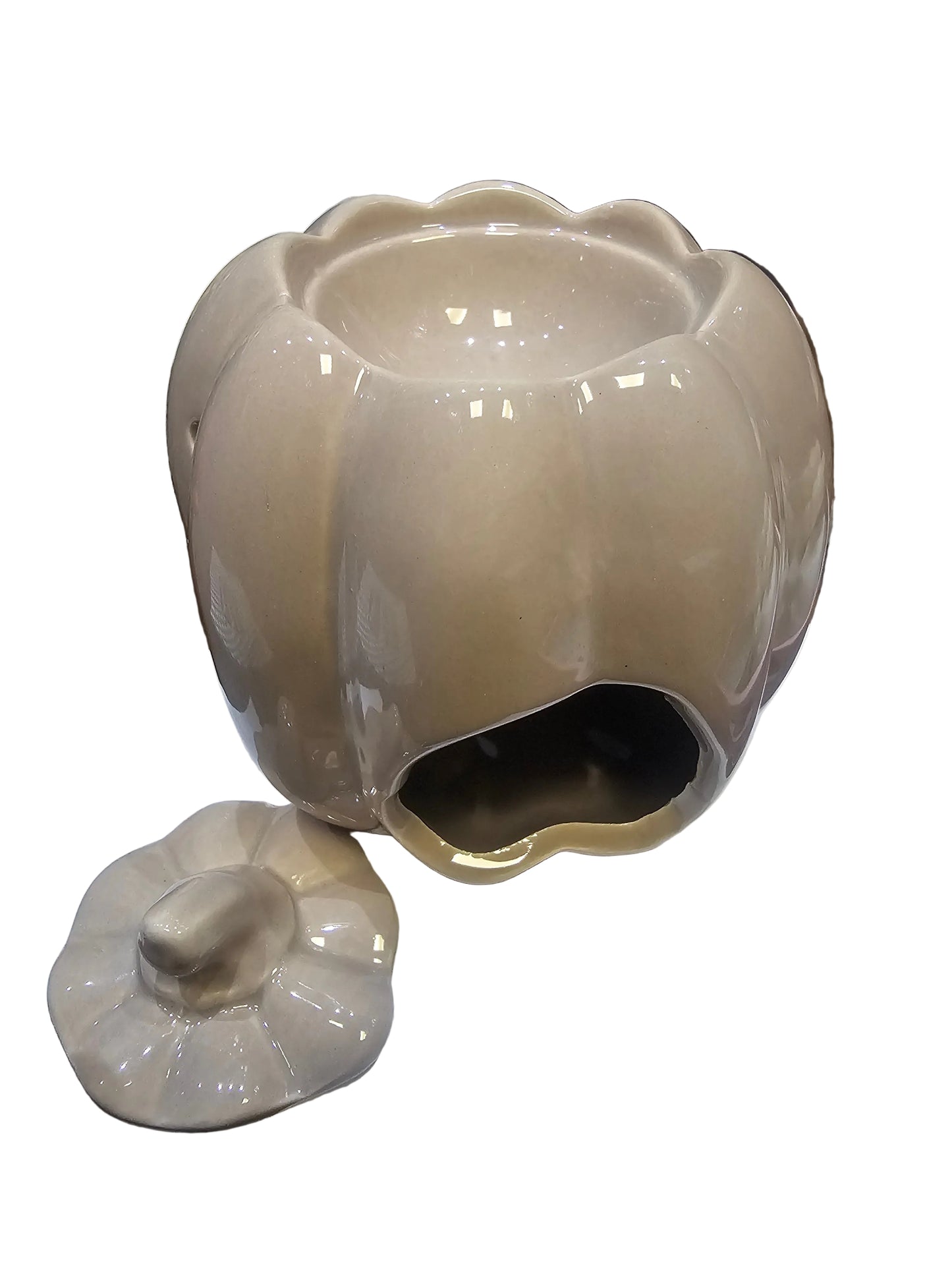 Stone coloured Pumpkin oil burner with lid