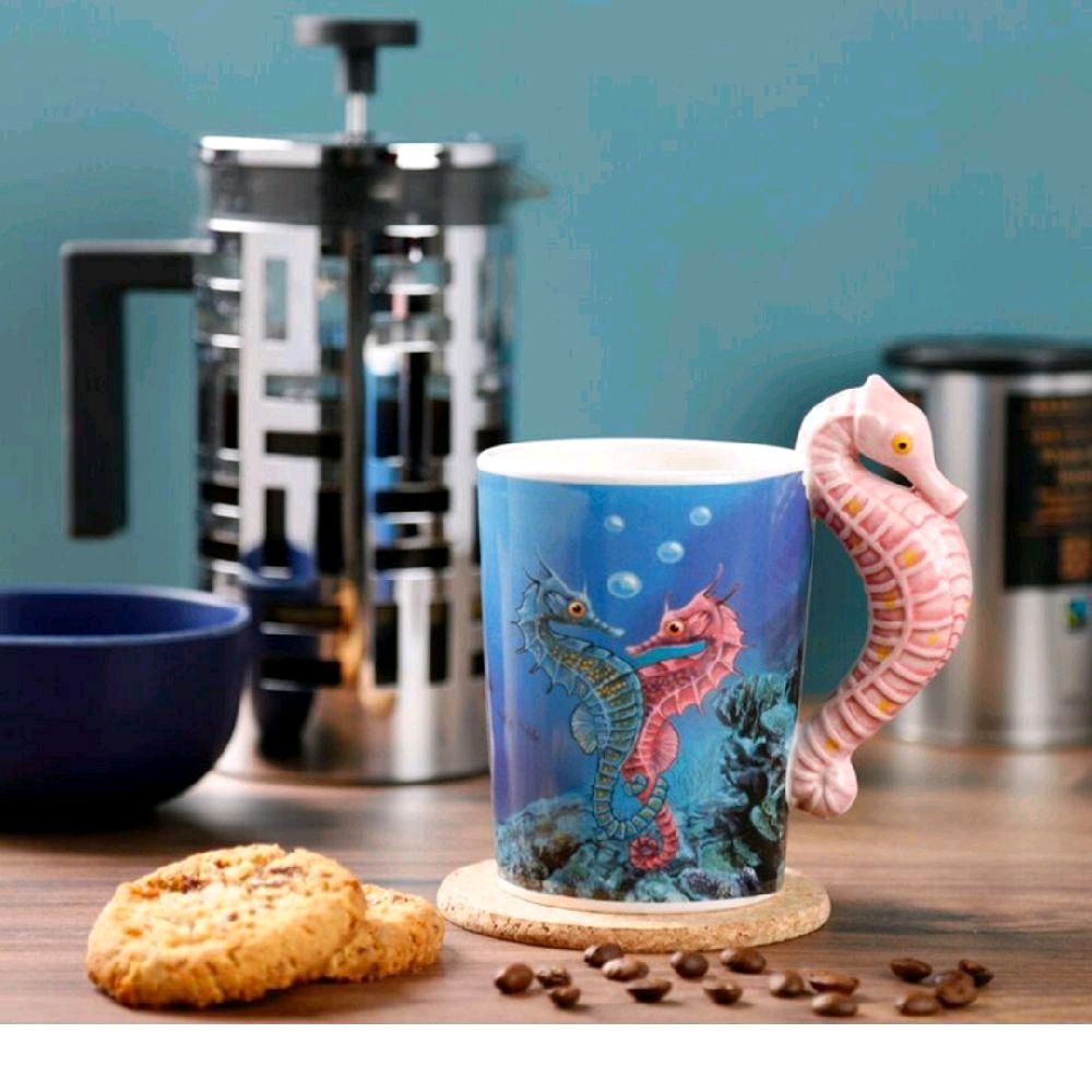 Lisa Parker Seahorse Ceramic Mug - Perfect for your Hot Drinks - Drinkware, Cup, Tumblers Washable Shaped