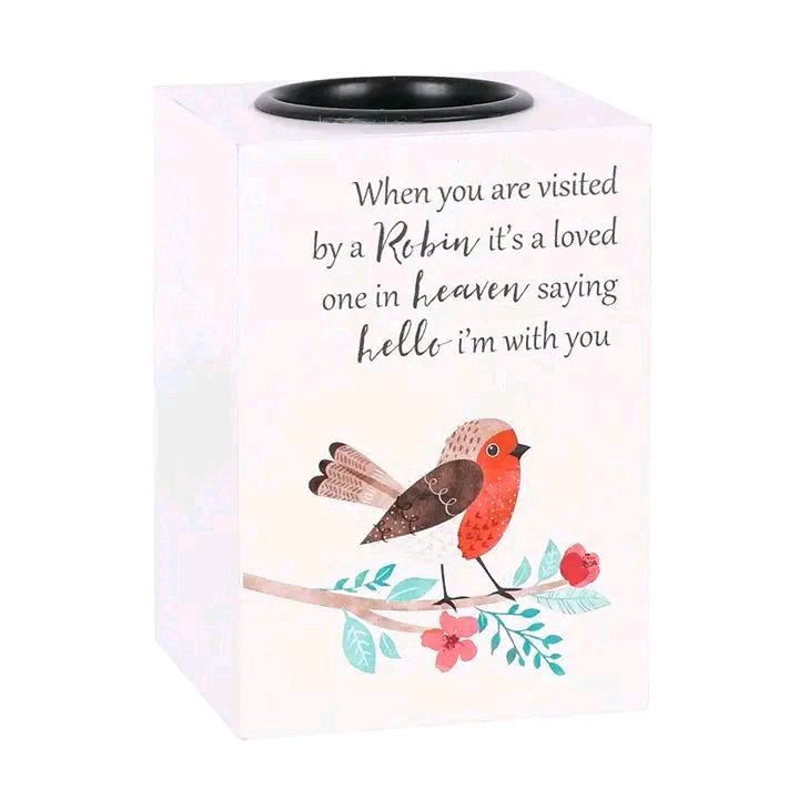 Visited by a Robin Cube Tealight Holder