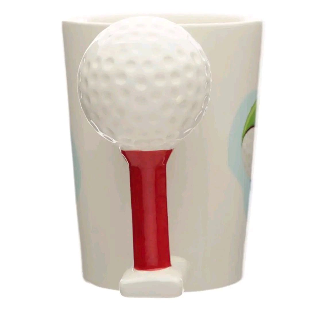 Golf Ball & Tee Ceramic Shaped Handle Mug Cup