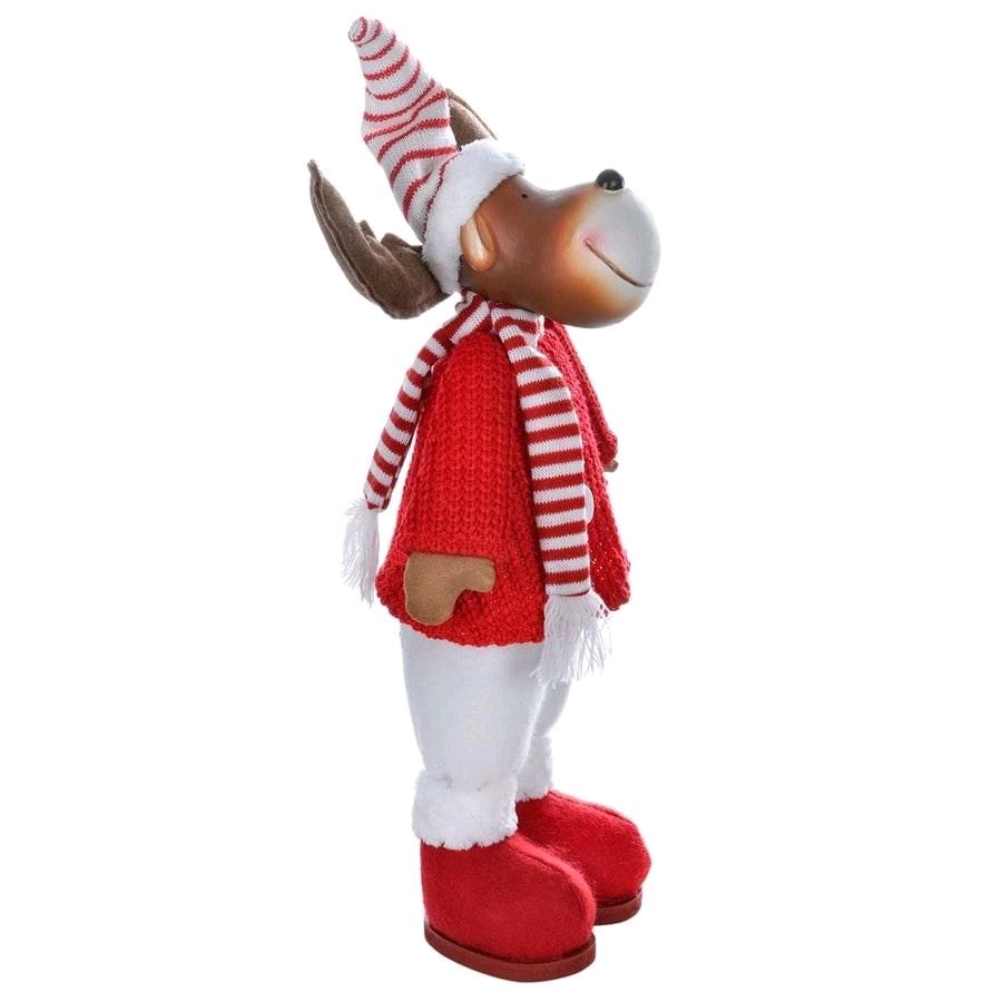 42cm Red Standing Reindeer Christmas Decoration - Festive Home Decor
