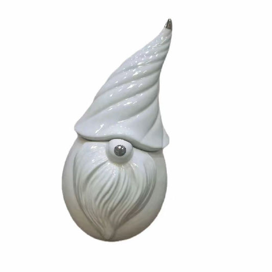 Ceramic White and Silver Gonk Storage Jar