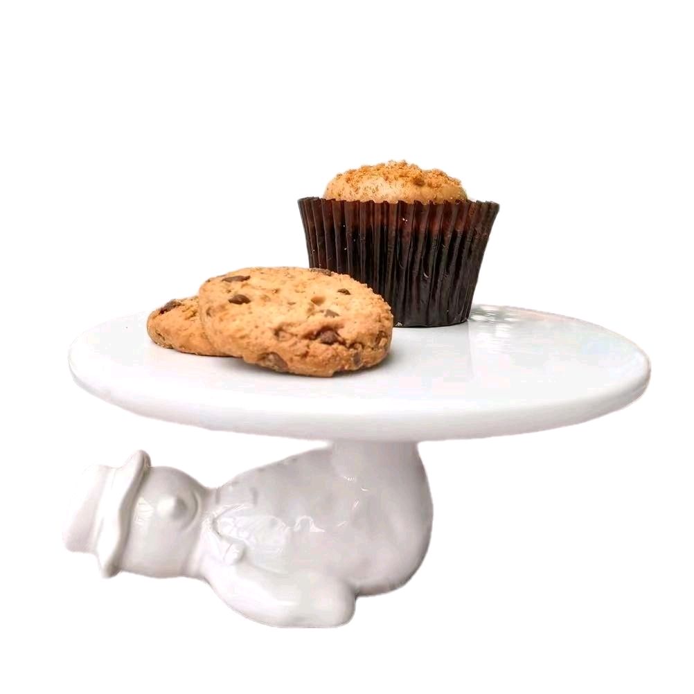 Ceramic Snowman 6-Inch Cake Stand 17cm - White trays Christmas Kitchen Household