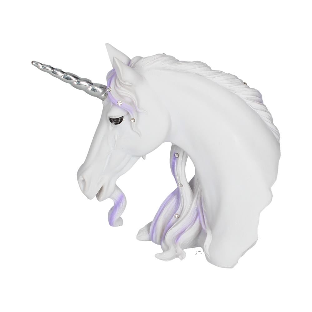 Jewelled Magnificence Small White Unicorn Bust Ornament 15cm