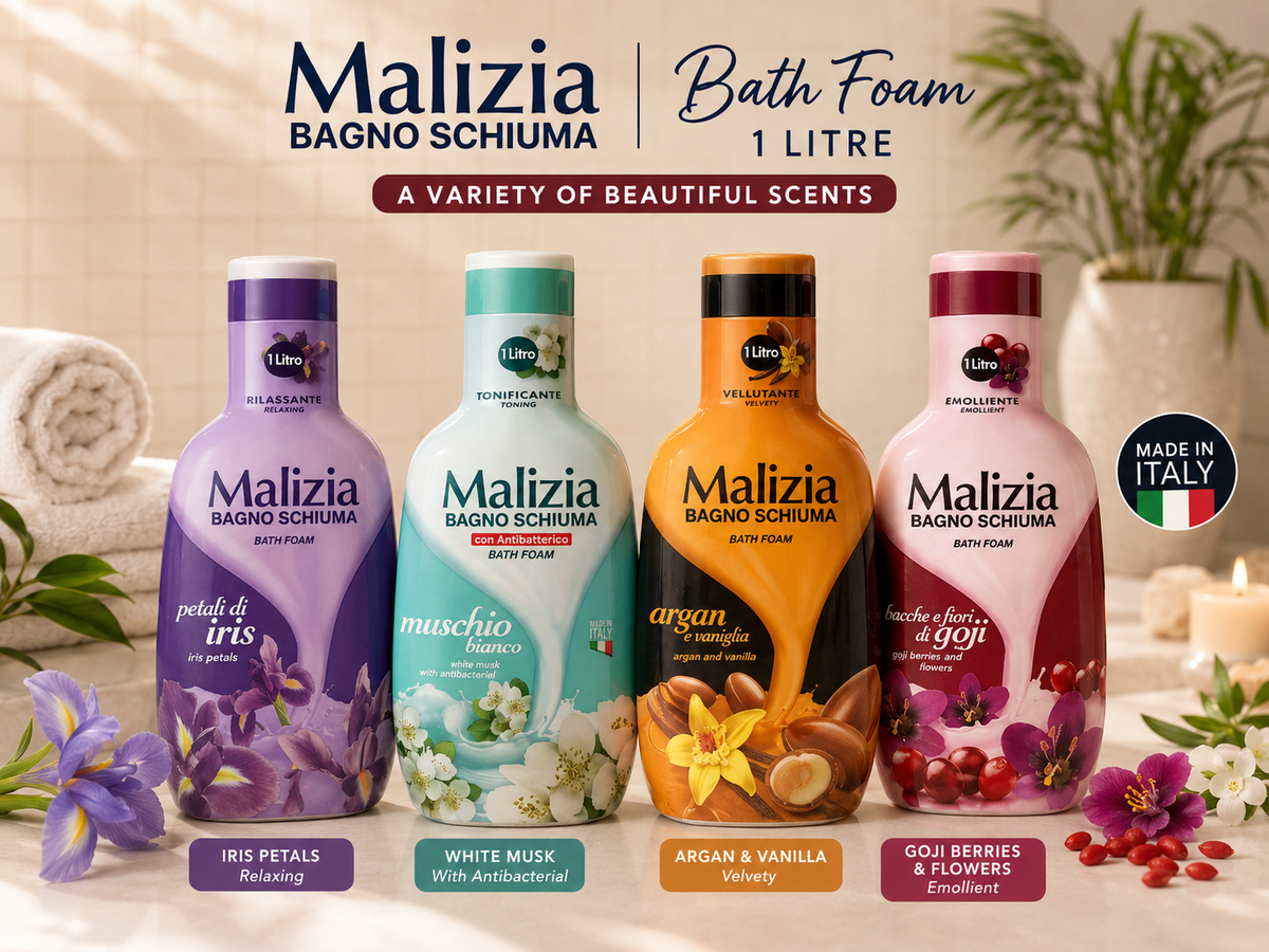 Malizia Bath Foam 1 litre in a variety of different scents