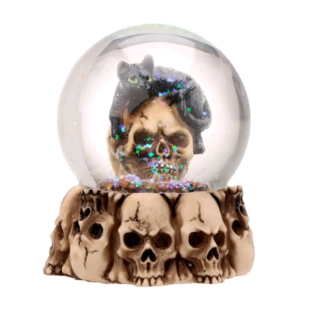 Gruesome Skull Snow Globe with Animals