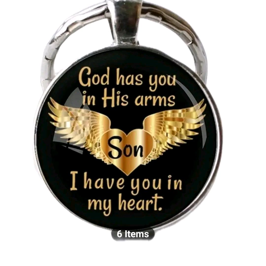 Glass Keychain Mom/Son Design In giftbox