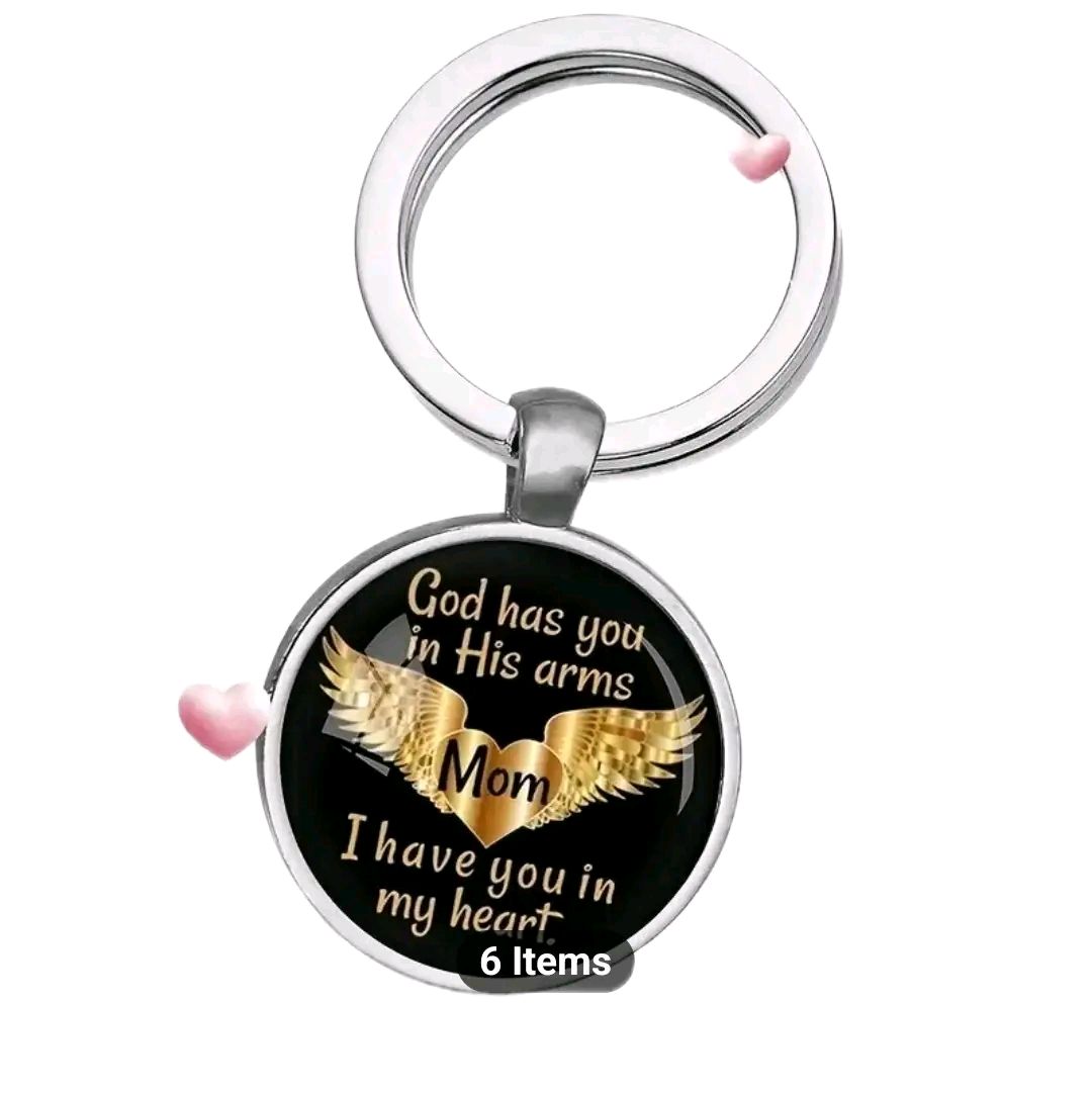 Glass Keychain Mom/Son Design In giftbox