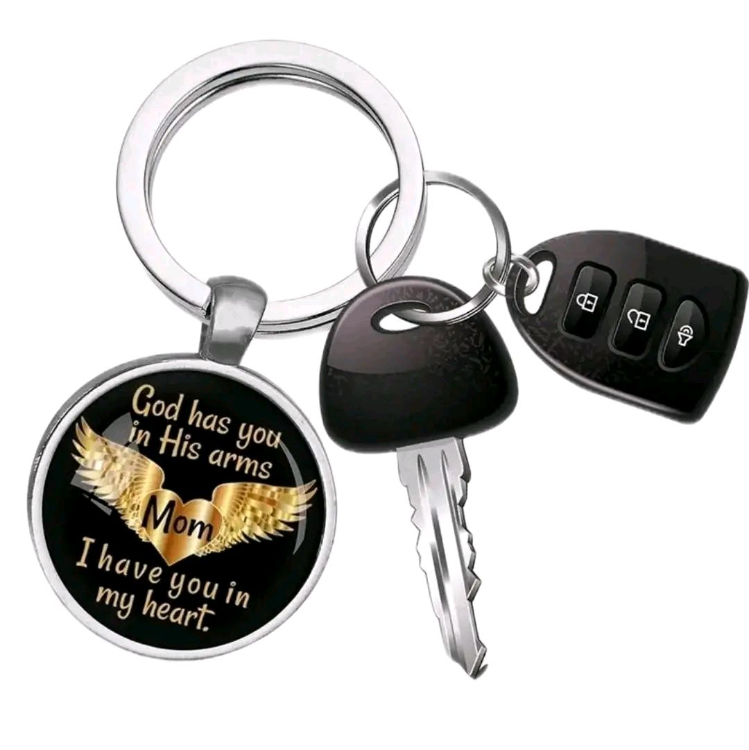 Glass Keychain Mom/Son Design In giftbox