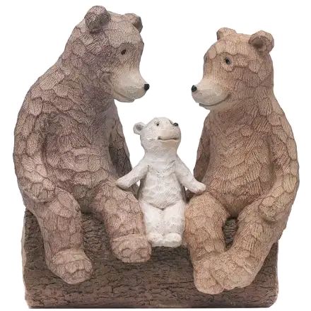 Bear Happy Family Sat on Log