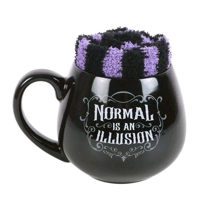 Normal is an Illusion Gothic Mug and Sock Set