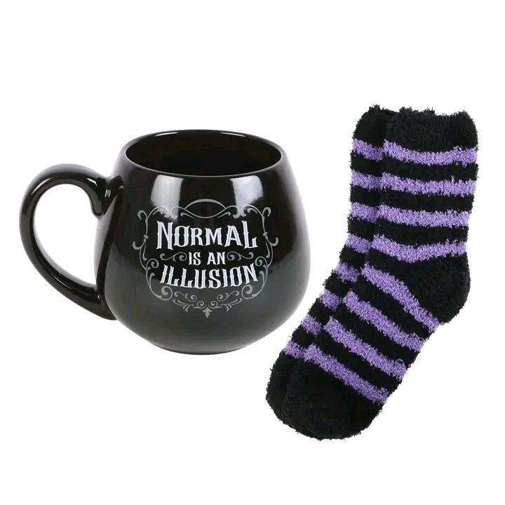 Normal is an Illusion Gothic Mug and Sock Set