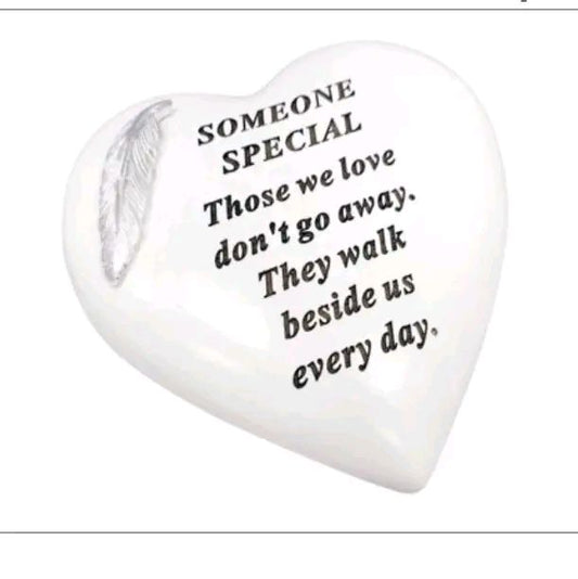 Remembrance Heart with Silver Feather, 5 options