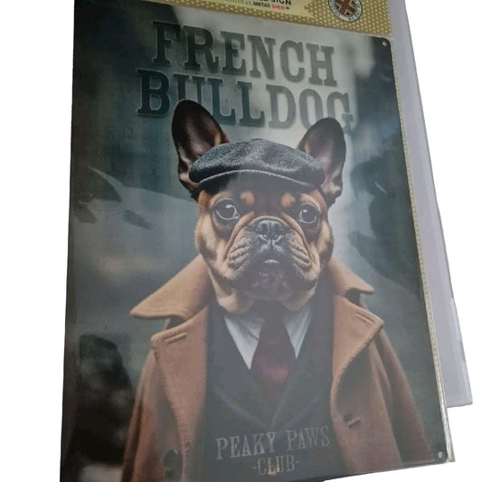 Peaky Paws French Bulldog Large Metal Sign