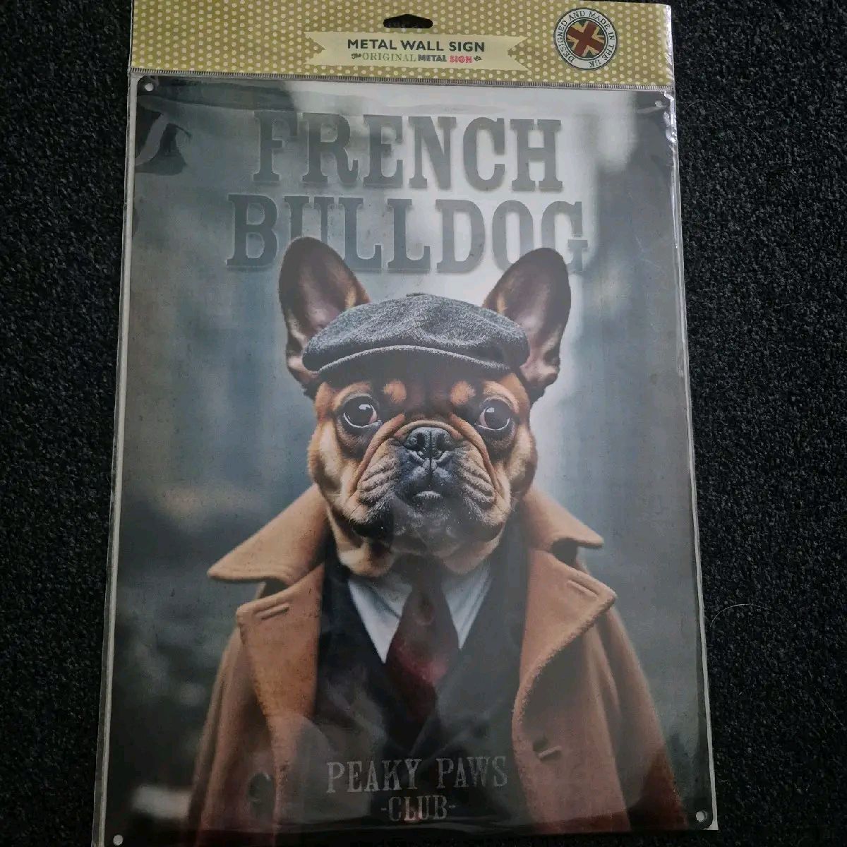 Peaky Paws French Bulldog Large Metal Sign
