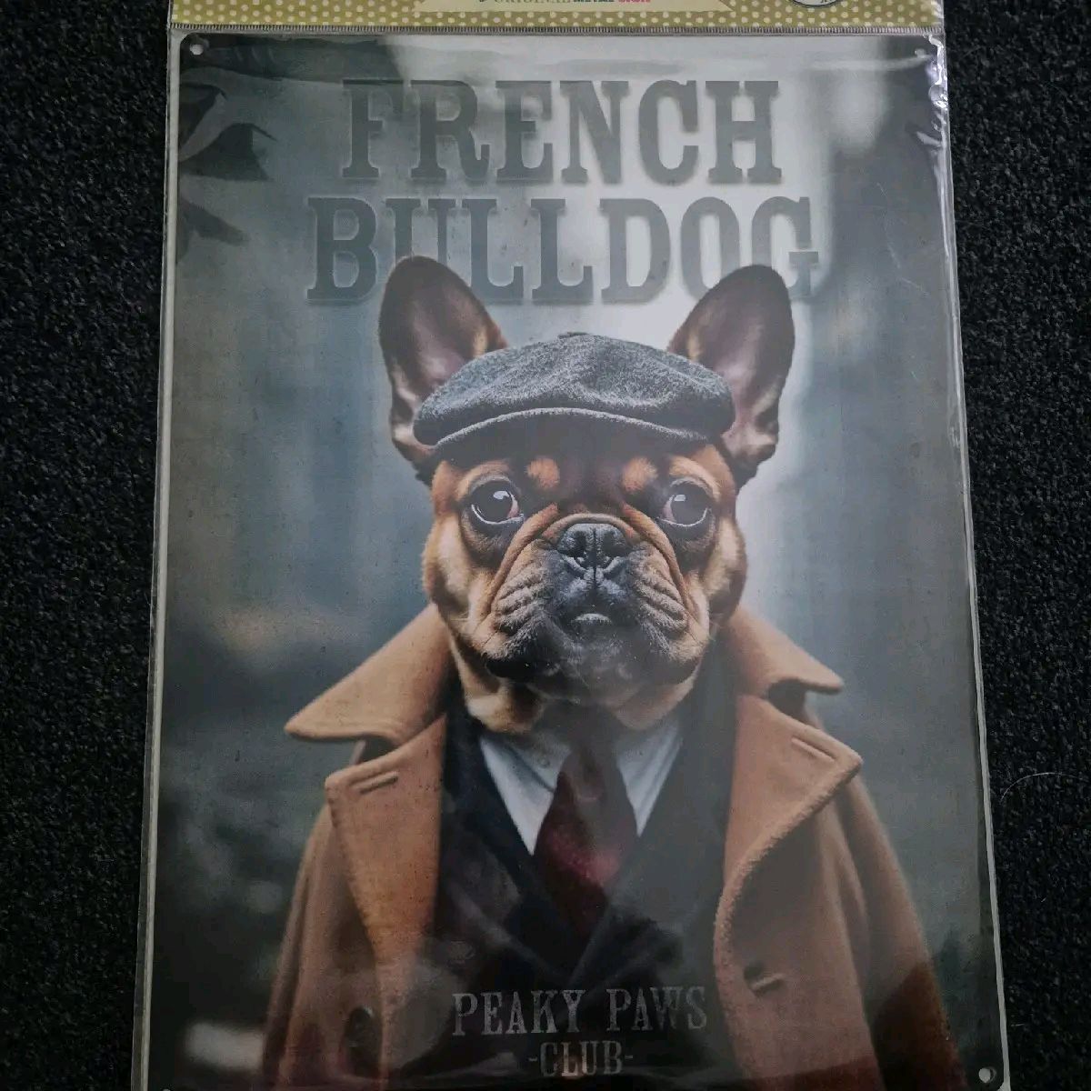 Peaky Paws French Bulldog Large Metal Sign