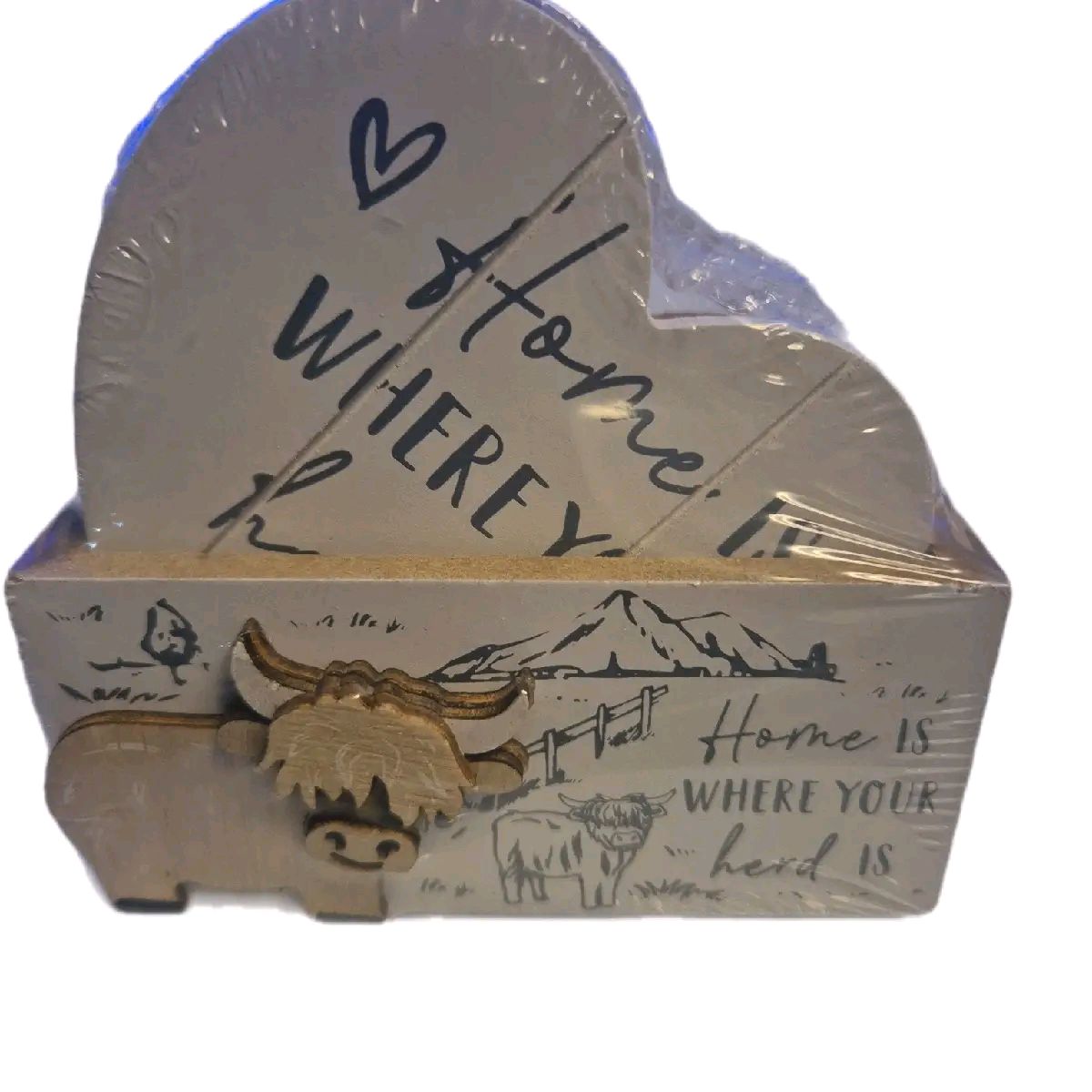 Highland Cow Coasters and Holder