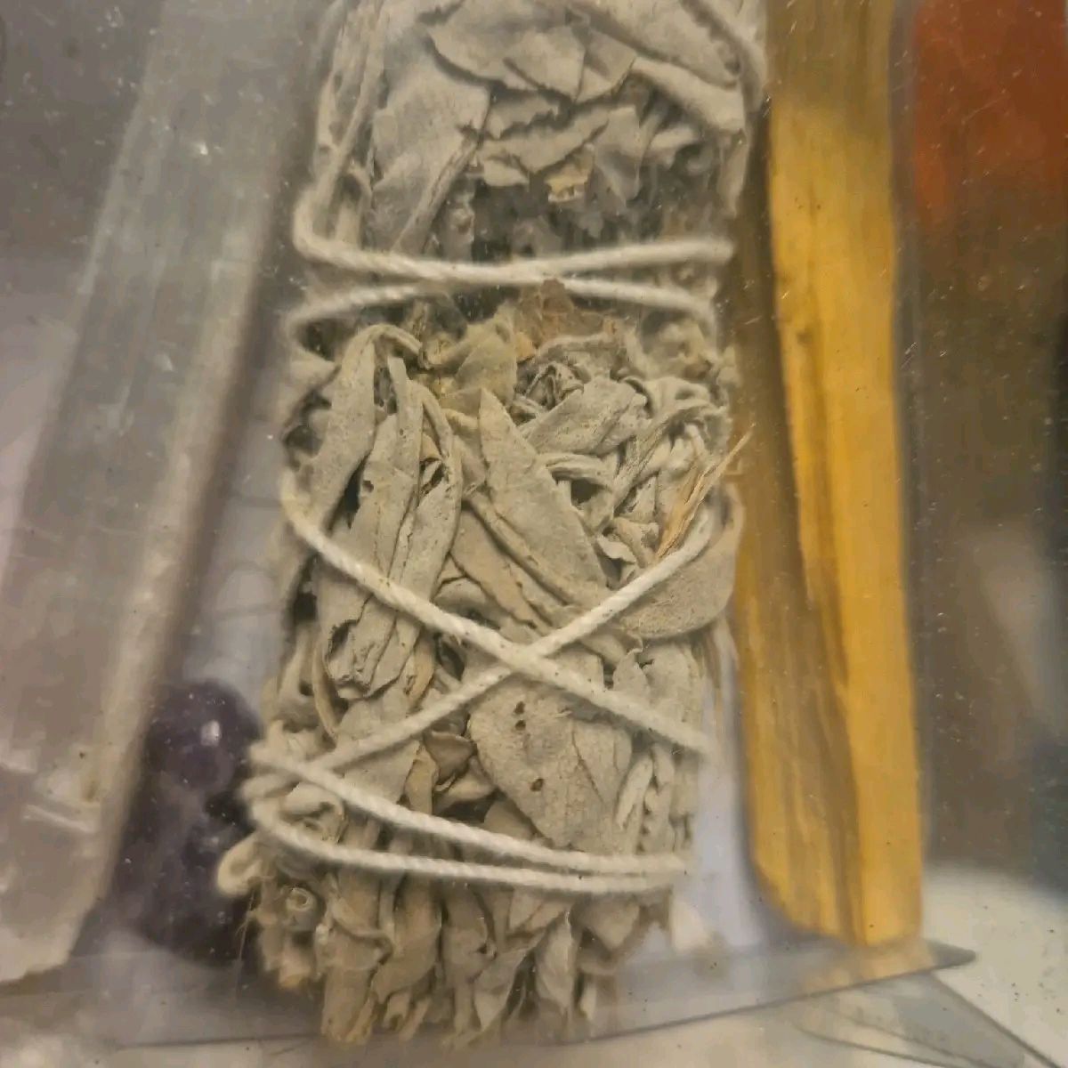 Smudge kit with amethyst crystal