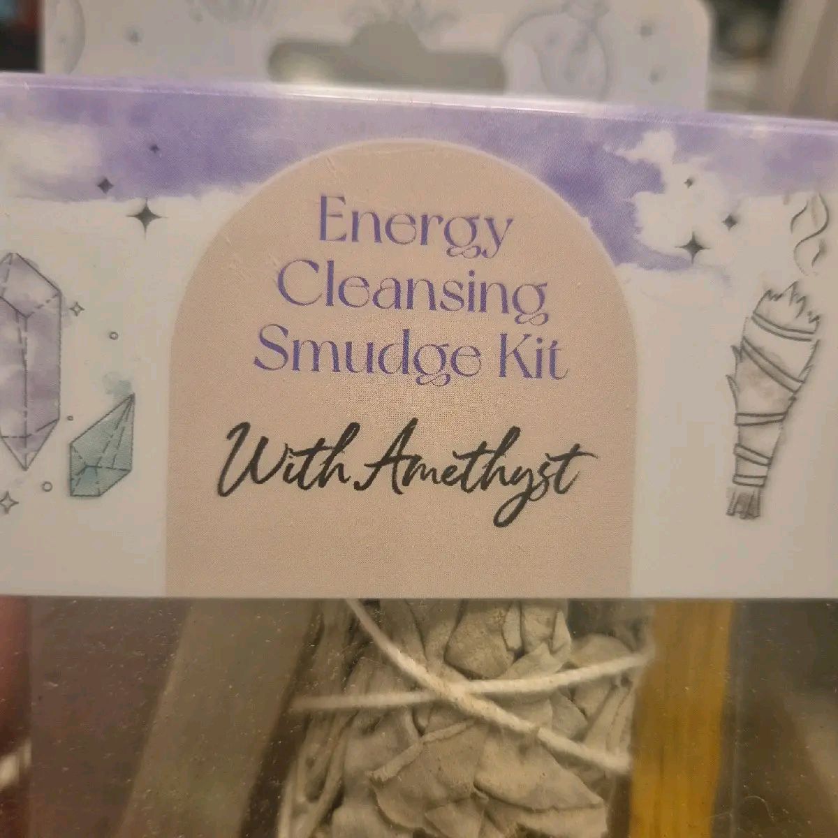 Smudge kit with amethyst crystal