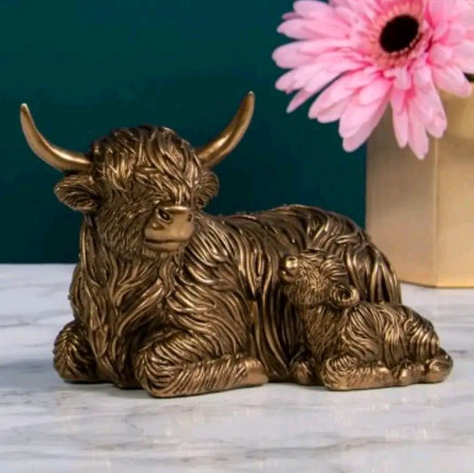 Highland Cow Bronze/Silver Ornament Statues
