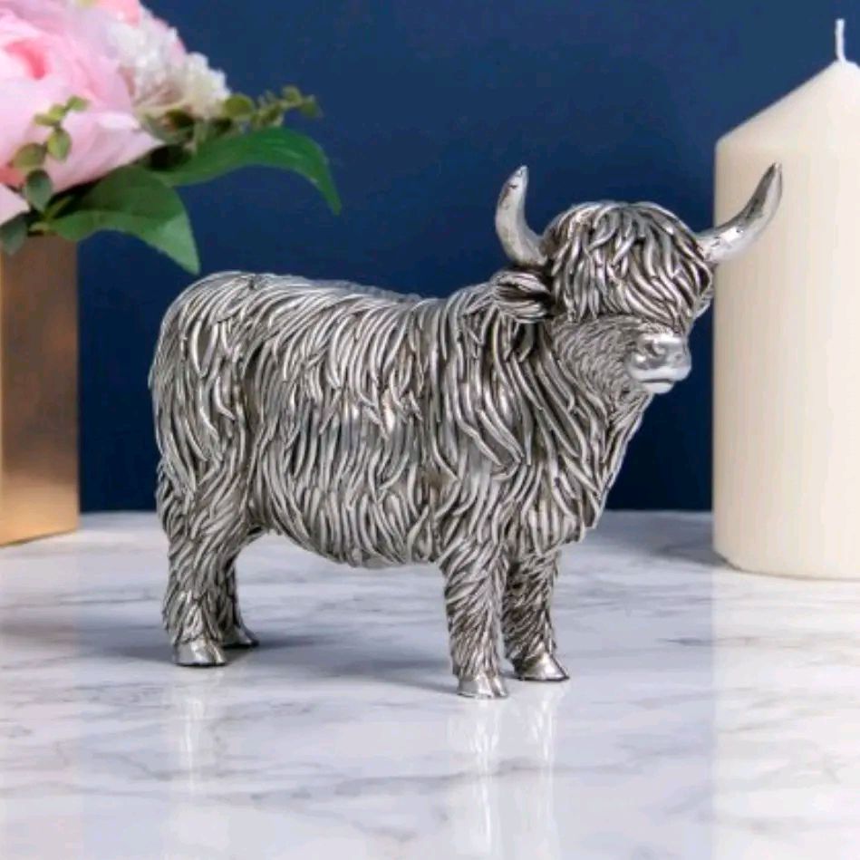 Highland Cow Bronze/Silver Ornament Statues