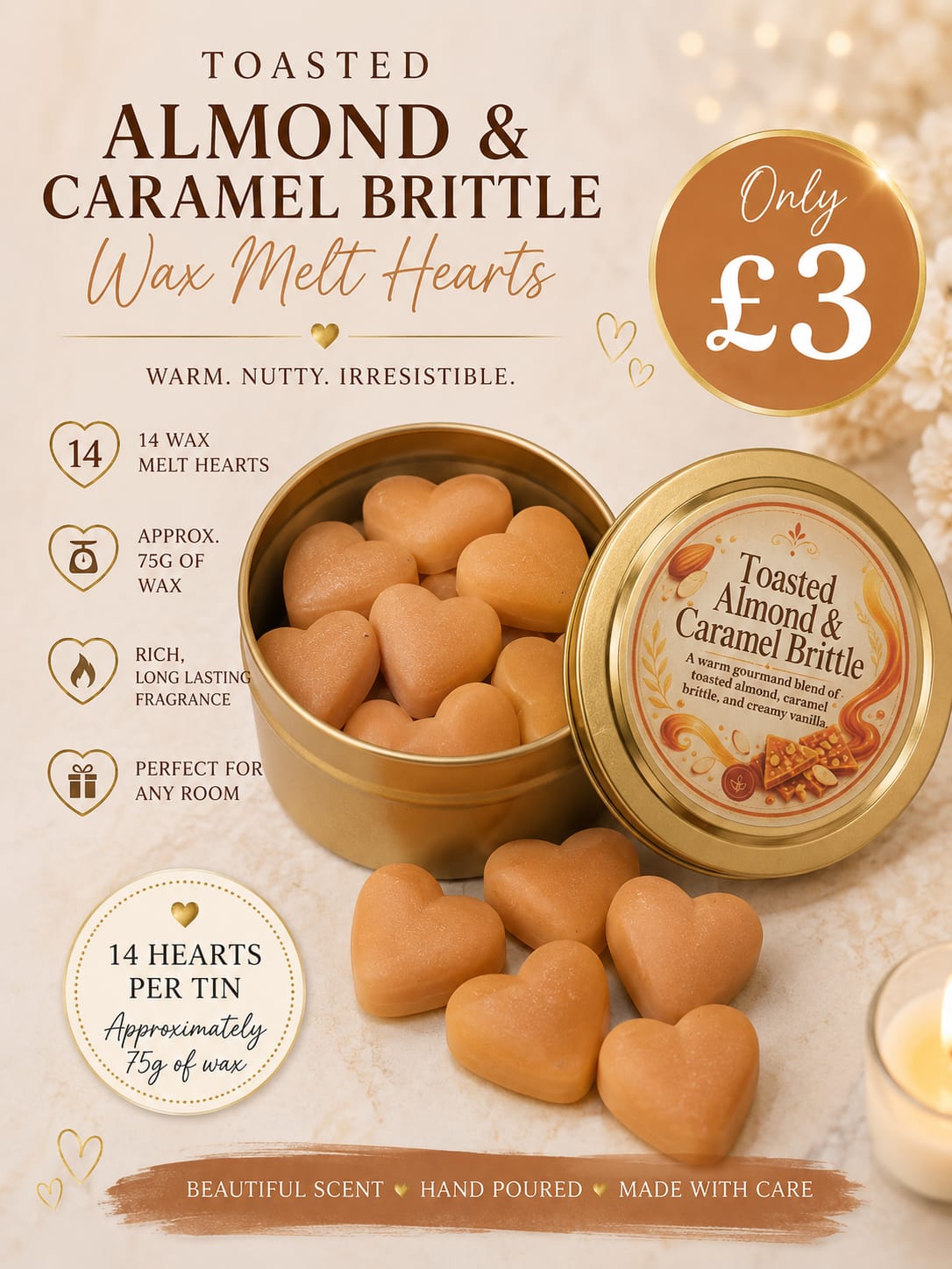 Heart Wax Melts in storage tin