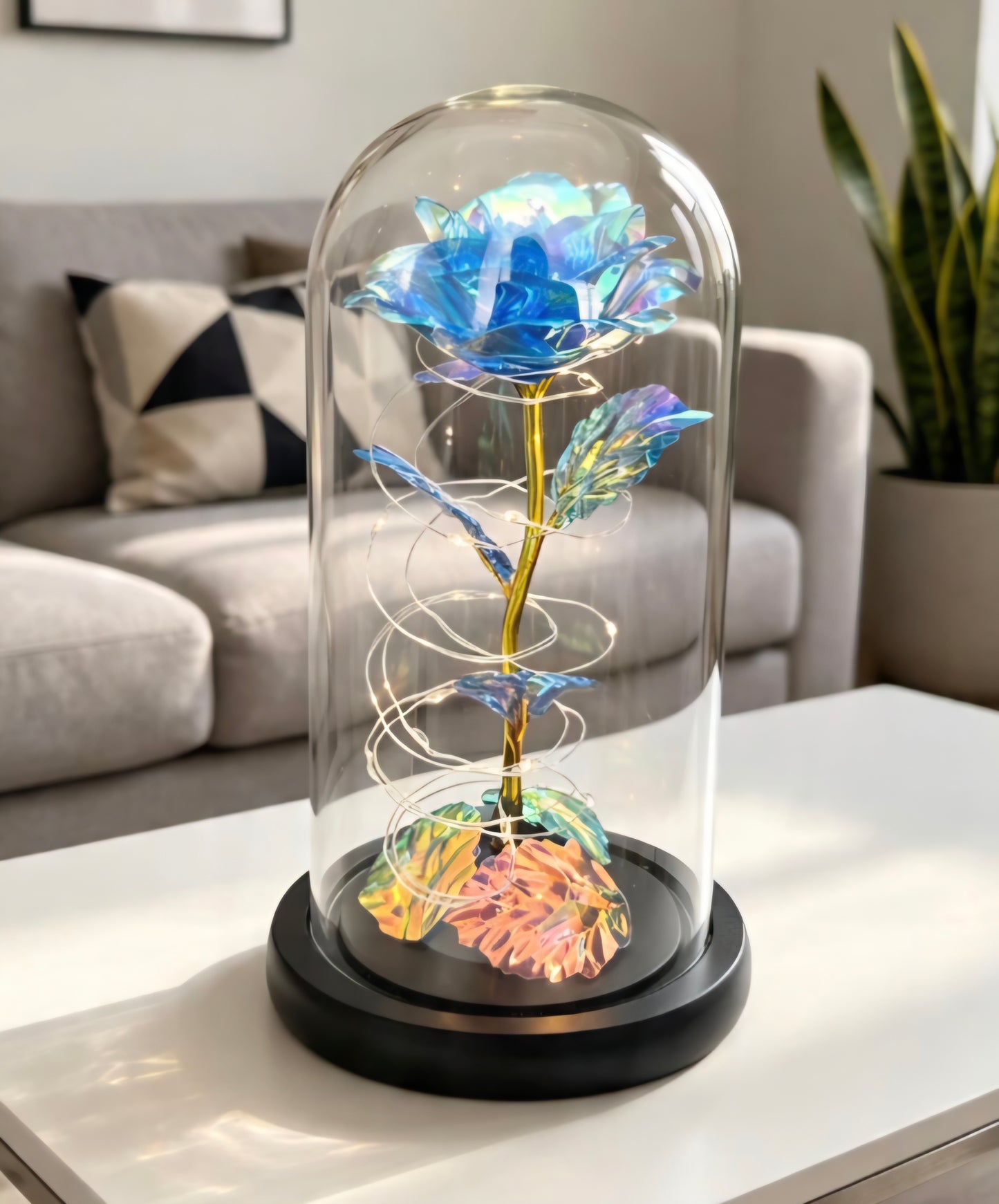 Rotating led light up rose