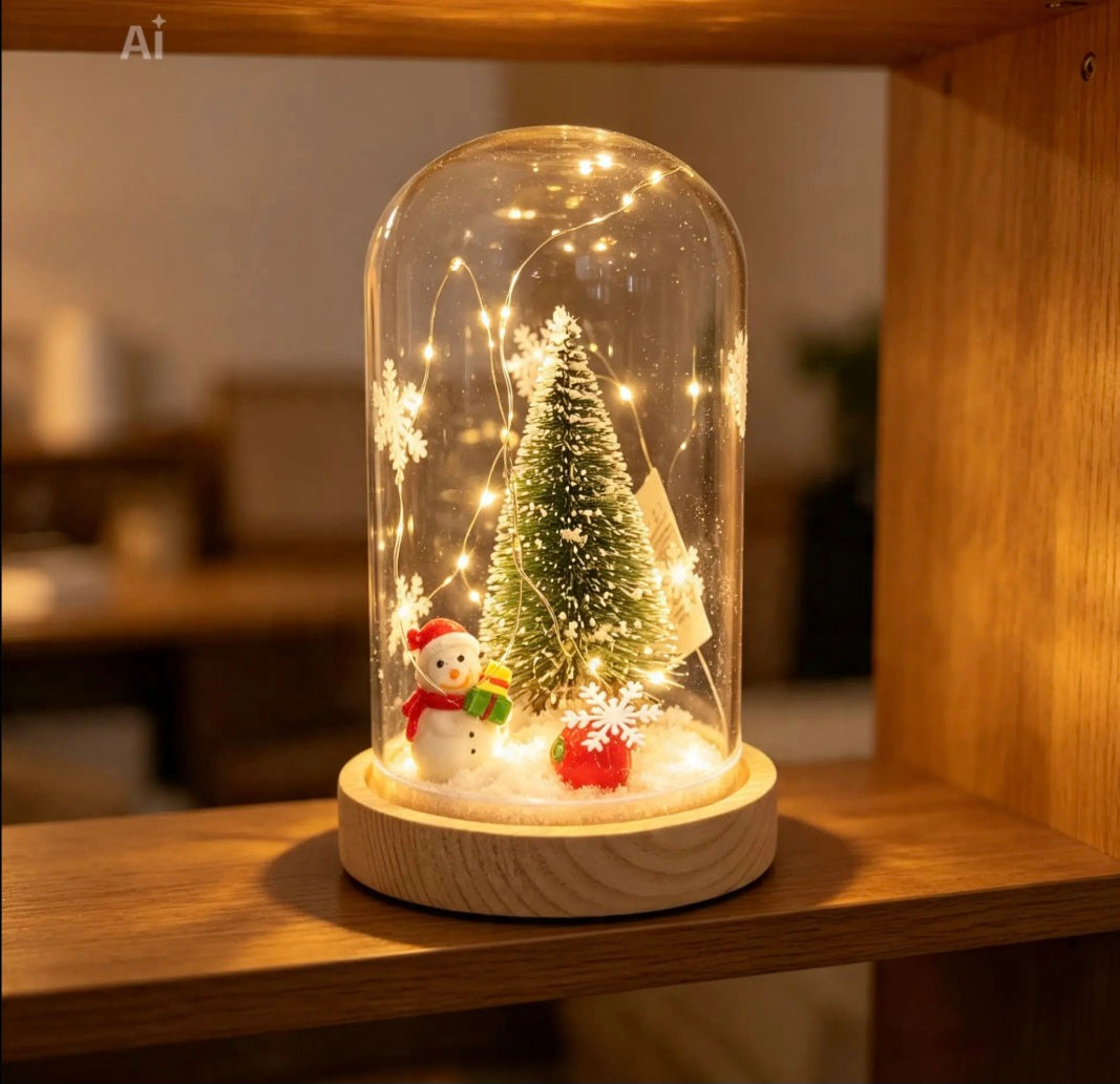 Christmas Glass Snowman LED Dome Tall