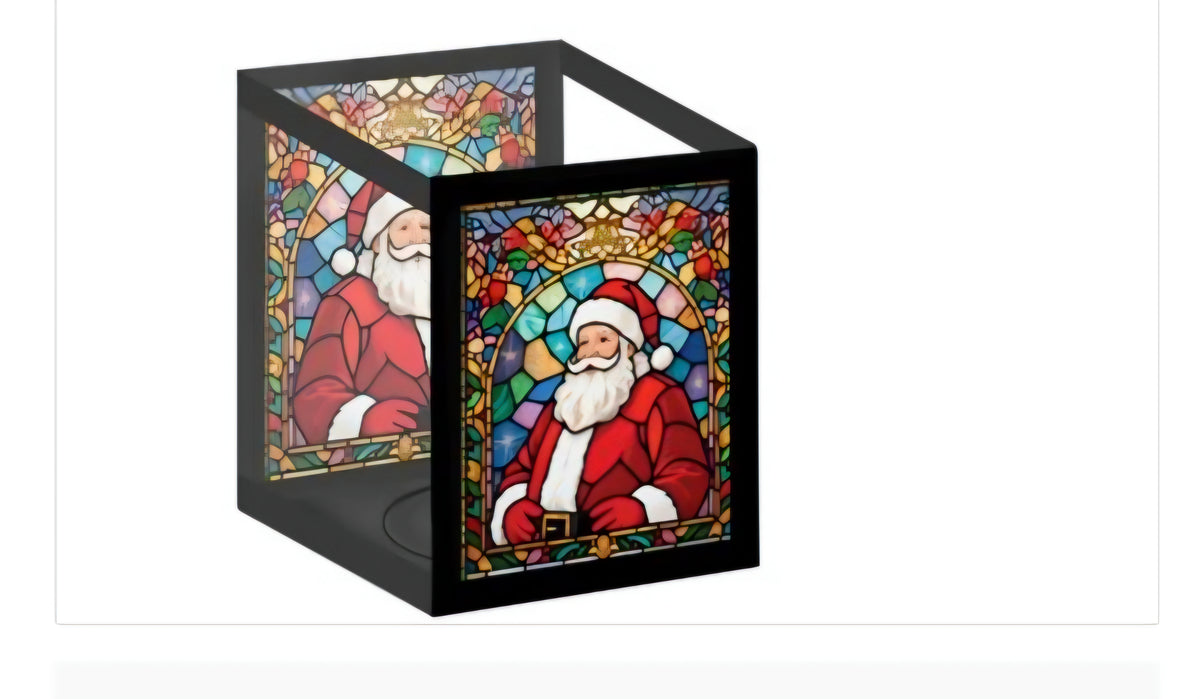 Santa Glass Tea Light Holder, 15cm