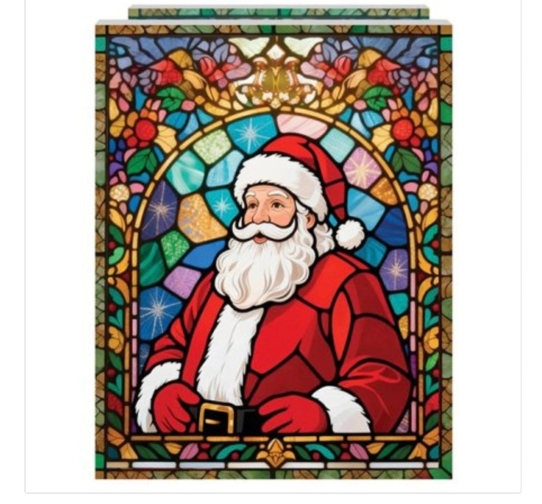 Light Up Santa LED Glass Plaque, 21cm