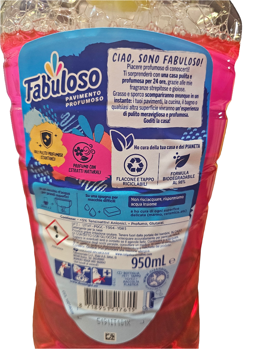 Fabuloso Floor Cleaner in the "Freschezza di Rosa" (Rose Freshness) scent.