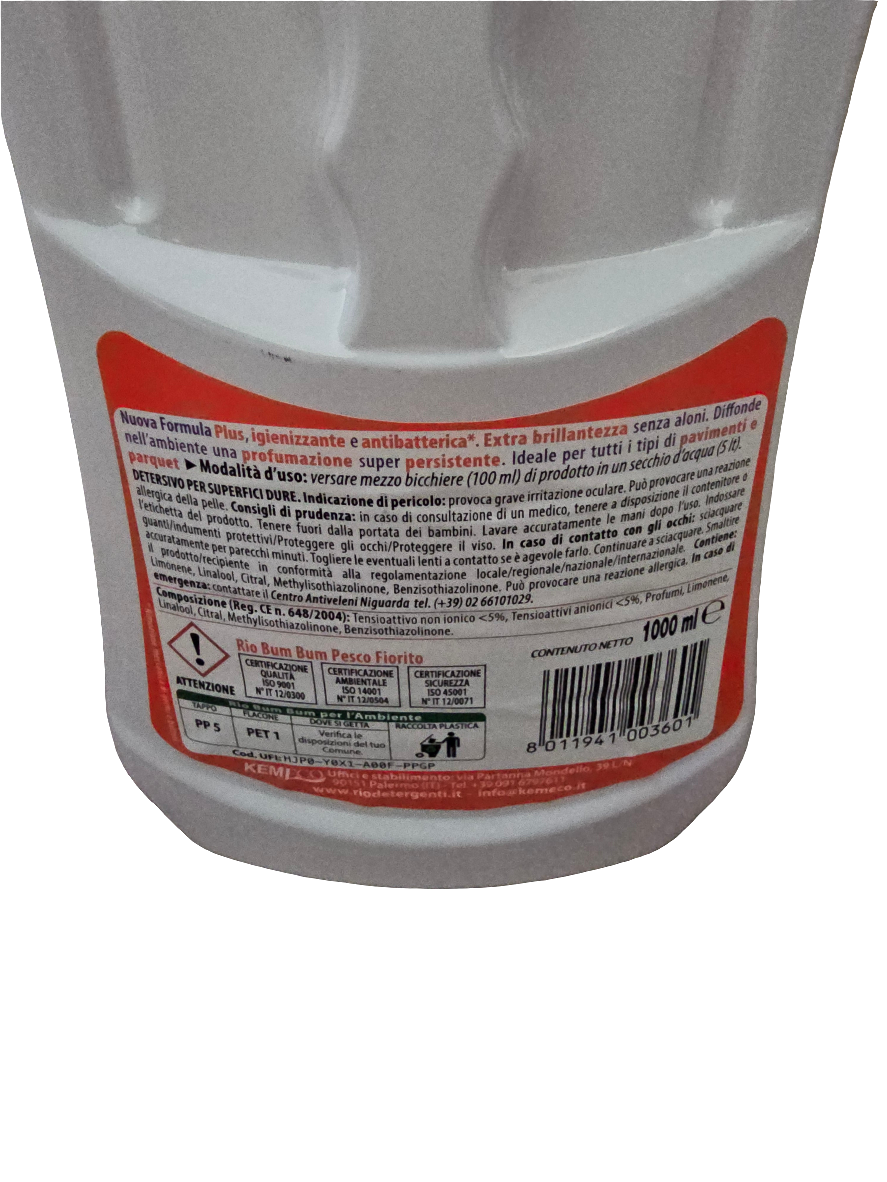 Rio Bum Bum Plus Pavimenti Profumo Pesco Fiorito, 1L