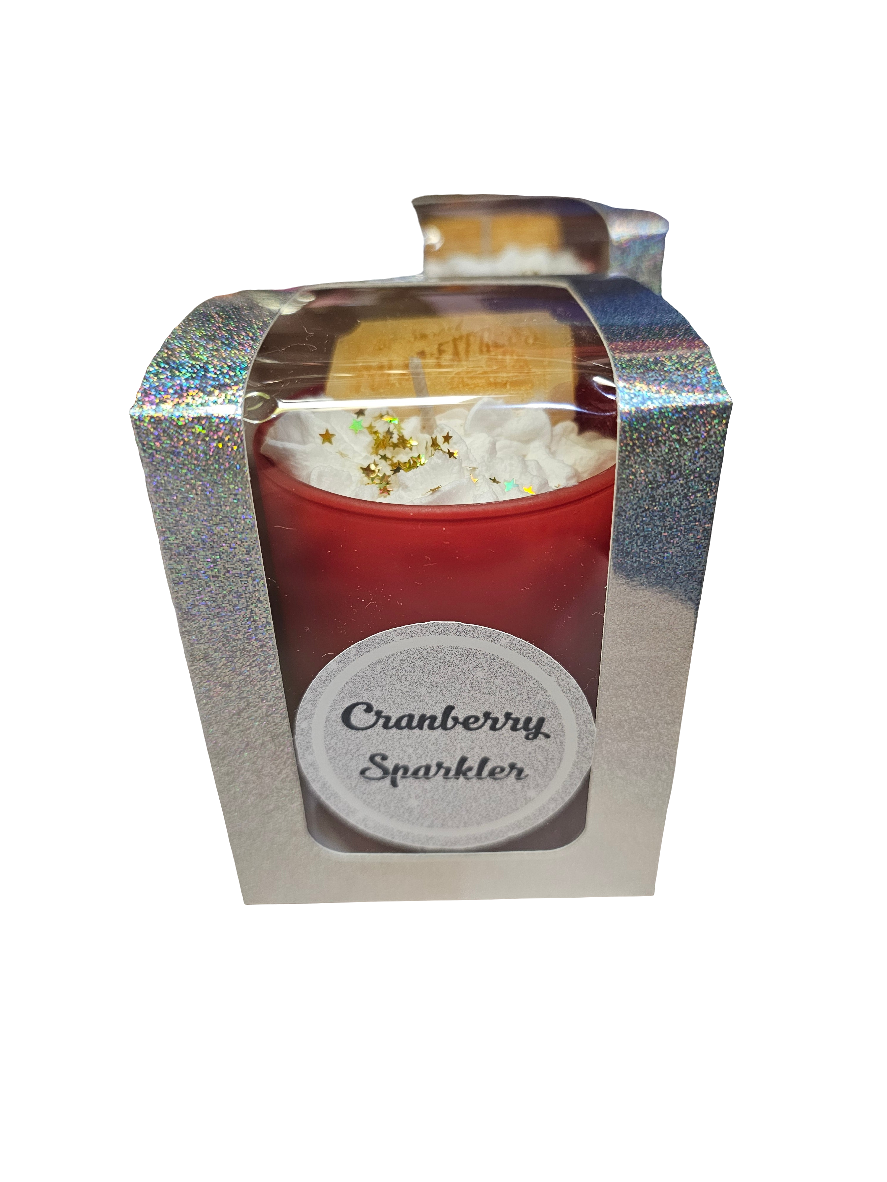 Cranberry Sparkler Christmas Candle with Whipped Topping