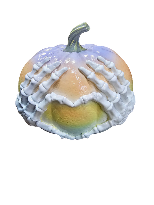 Pastel Skeleton Hand Heart Pumpkin