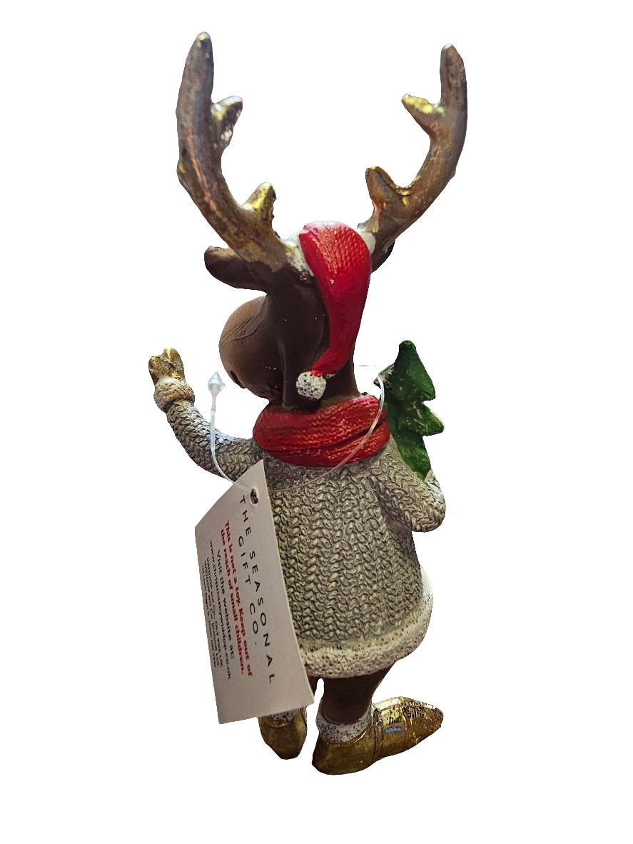Standing Reindeer Statue with Christmas tree 15cm