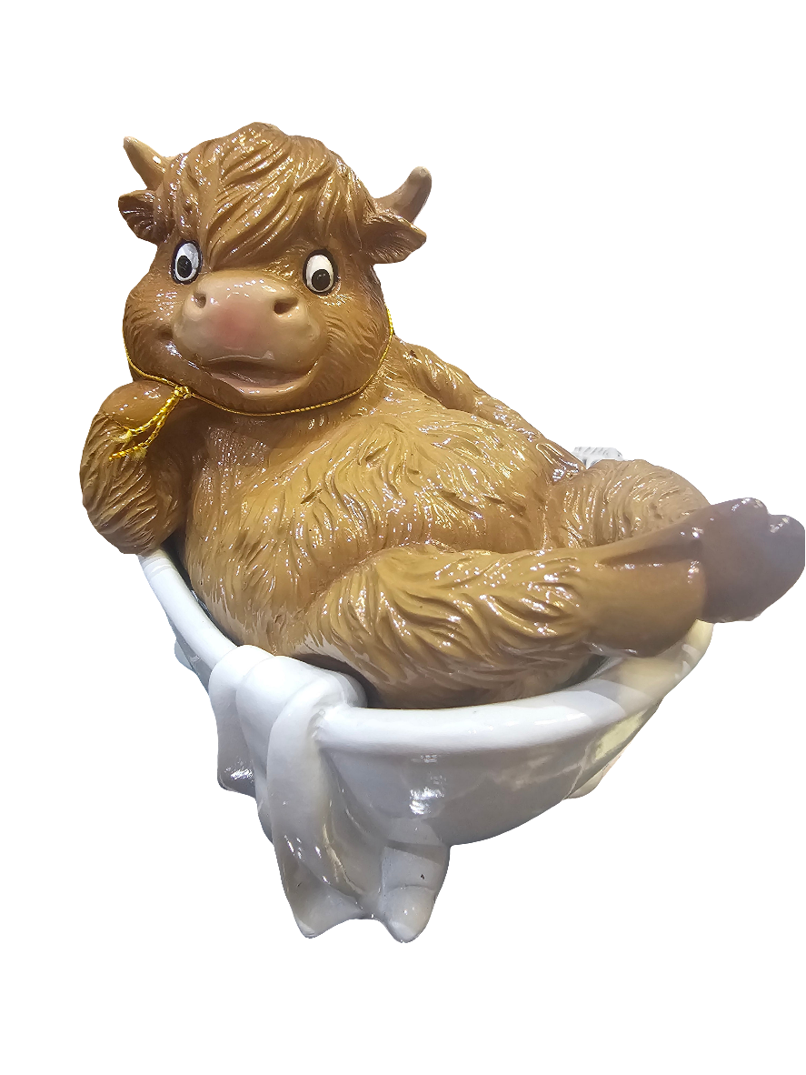 Relax Bathtime Highland Cow Ornament