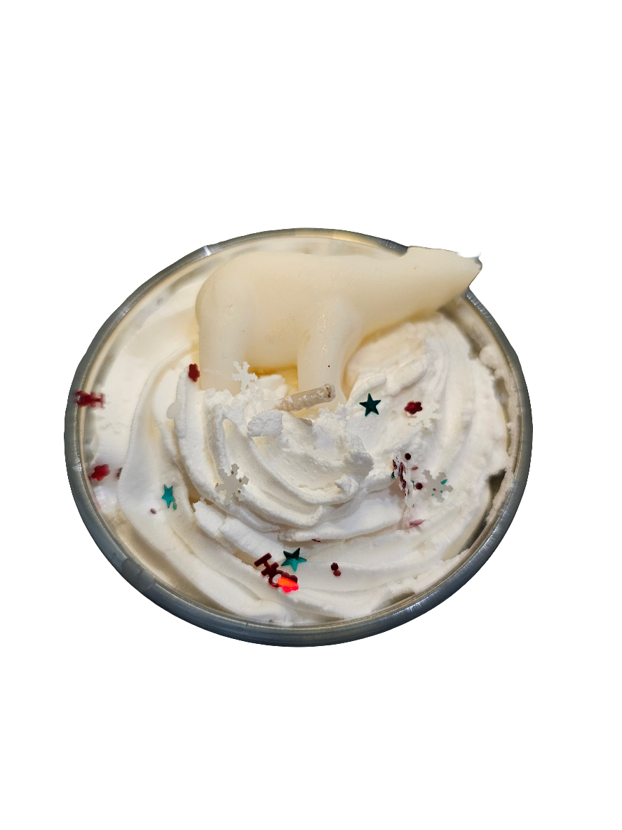 Polar Bear Hug Scented handmade Christmas Candle with Whipped Topping